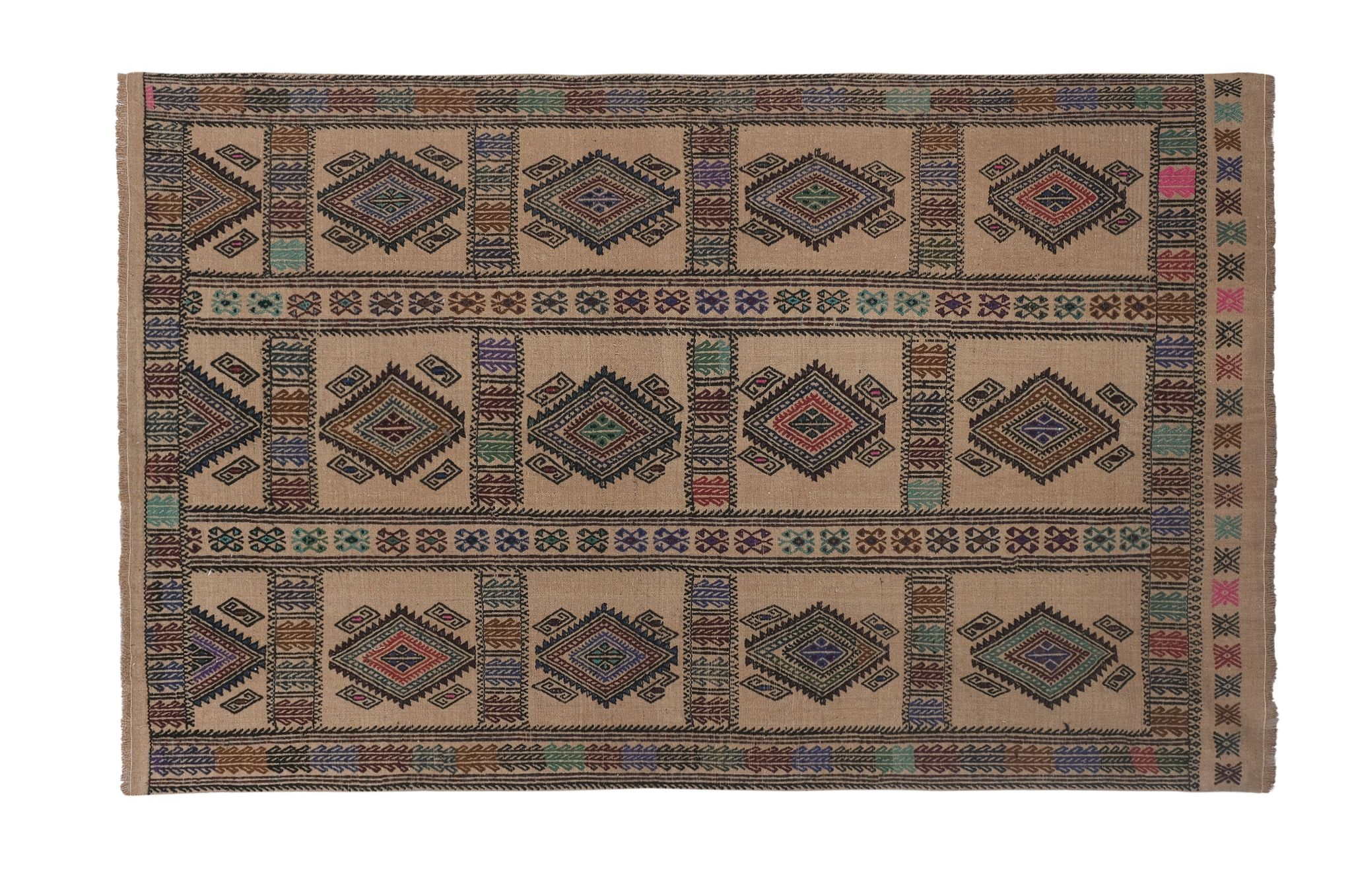 Tapis vintage turc de oushak tissé à la main 151x221 cm