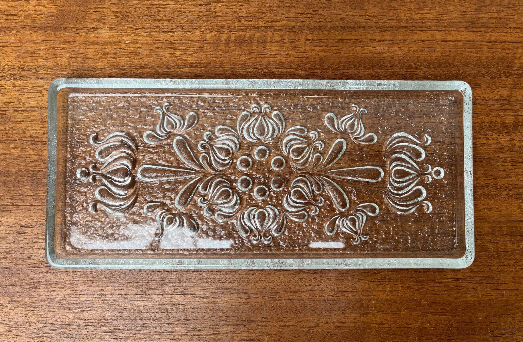 Vintage German floral glass cake plate by Walther Glas, 1970s.