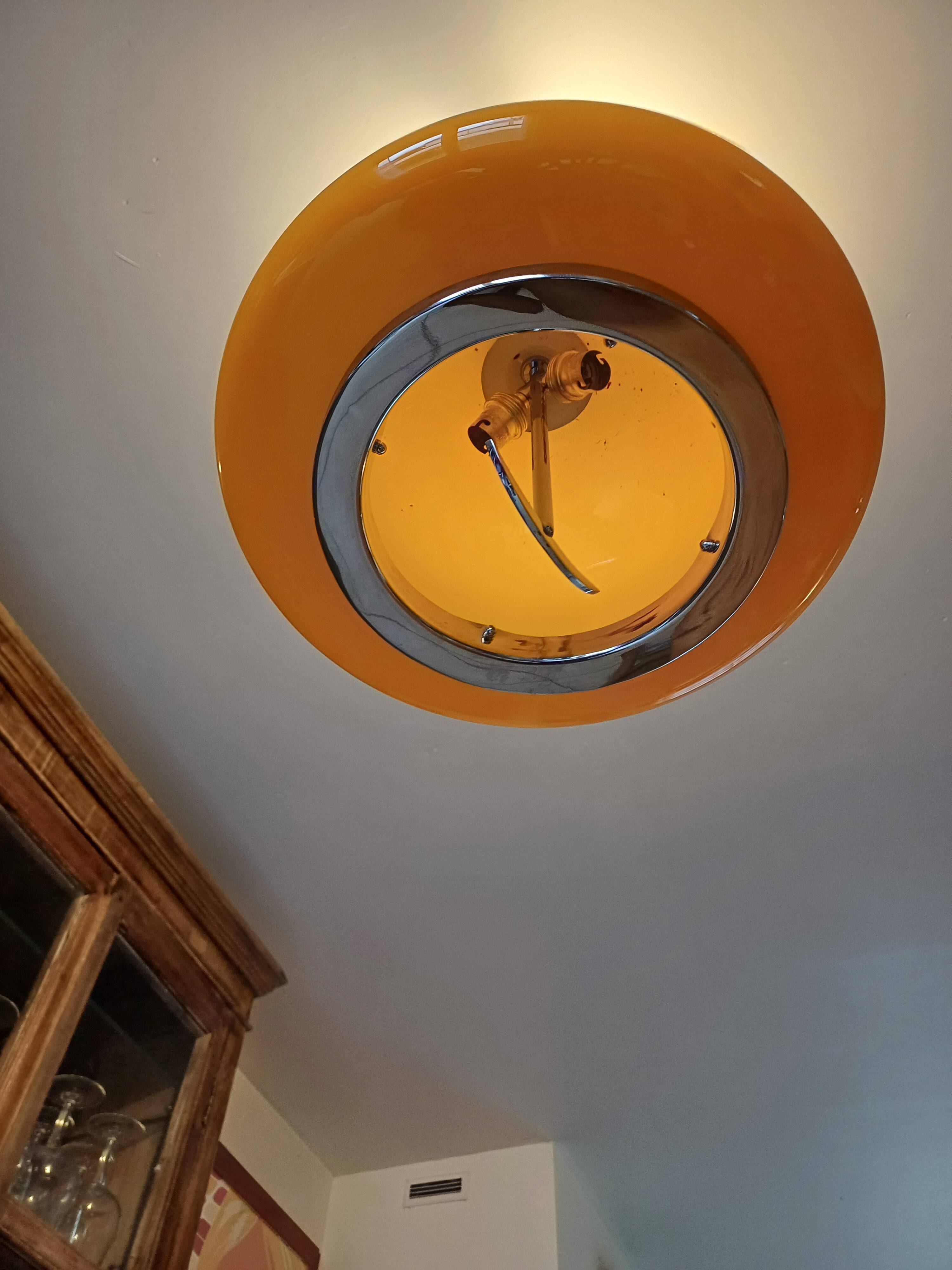 Vintage opaline orange pendant lamp “viro”