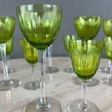 Service de verres anciens en cristal baccarat vert, xxe siècle