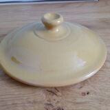 Pot with lid, ceramic soup maker enamelled with mustard yellow