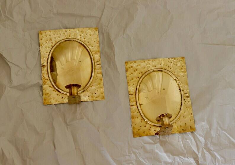 Pair of Swedish Brass Wall Sconces