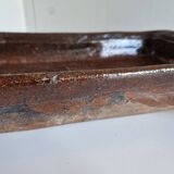 Ancien Plat À Jus Lechefrite 19e Terre Cuite Vernissée Art Populaire