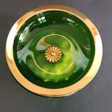 Green crystal and gilt brass bowl by Cristal & Bronze Paris