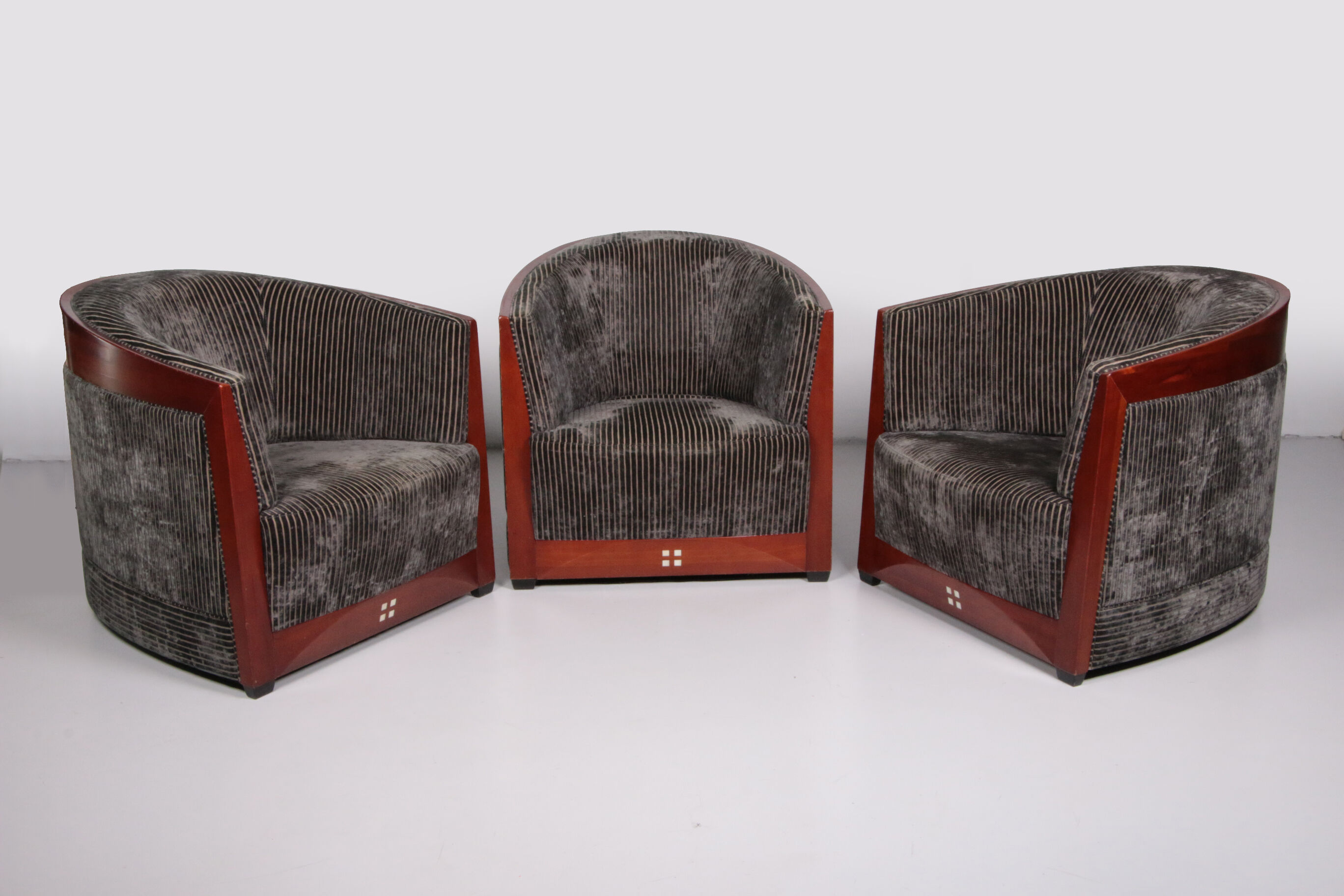 Art Deco Set of 3 Armchairs Frits Schuitema with table 1980s