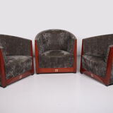 Art Deco Set of 3 Armchairs Frits Schuitema with table 1980s