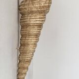 Pair of vintage shell wall sconces, beige fiberglass, France 1960