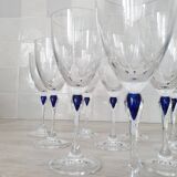 10 Crystal d'Arques glasses model Venice Sapphire blue
