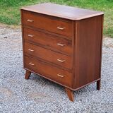 Vintage oak chest of drawers from the 50s with 4 drawers and compass feet