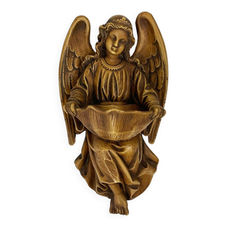 Bénitier ange en bois ancien