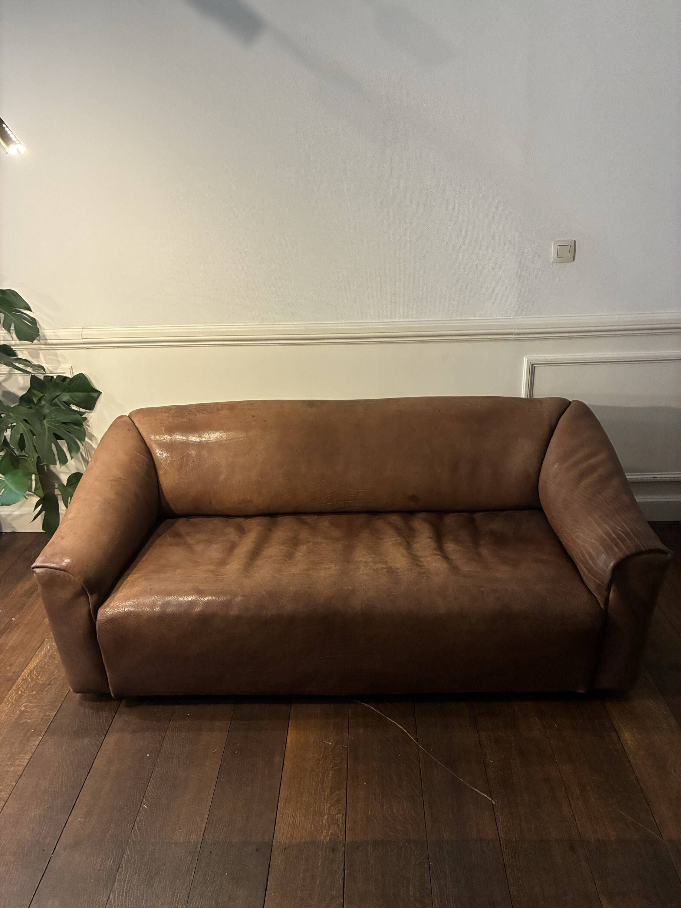 DS-47 three-seater sofa by de Sede in cognac leather.