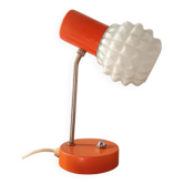 Lampe de bureau vintage en métal orange et verre pressé, Lustry KP, Tchécoslovaquie