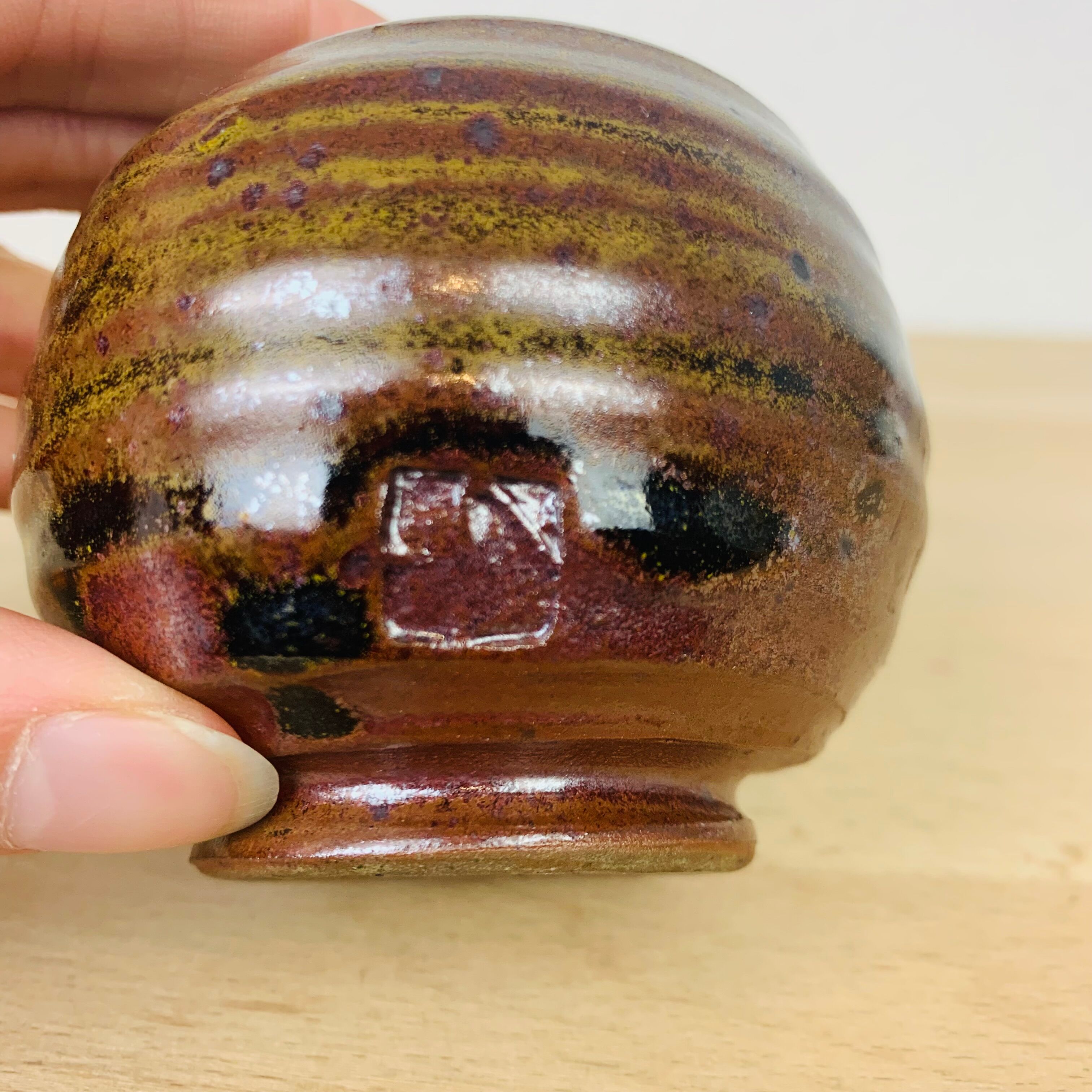 Miniature vintage sandstone ball vase