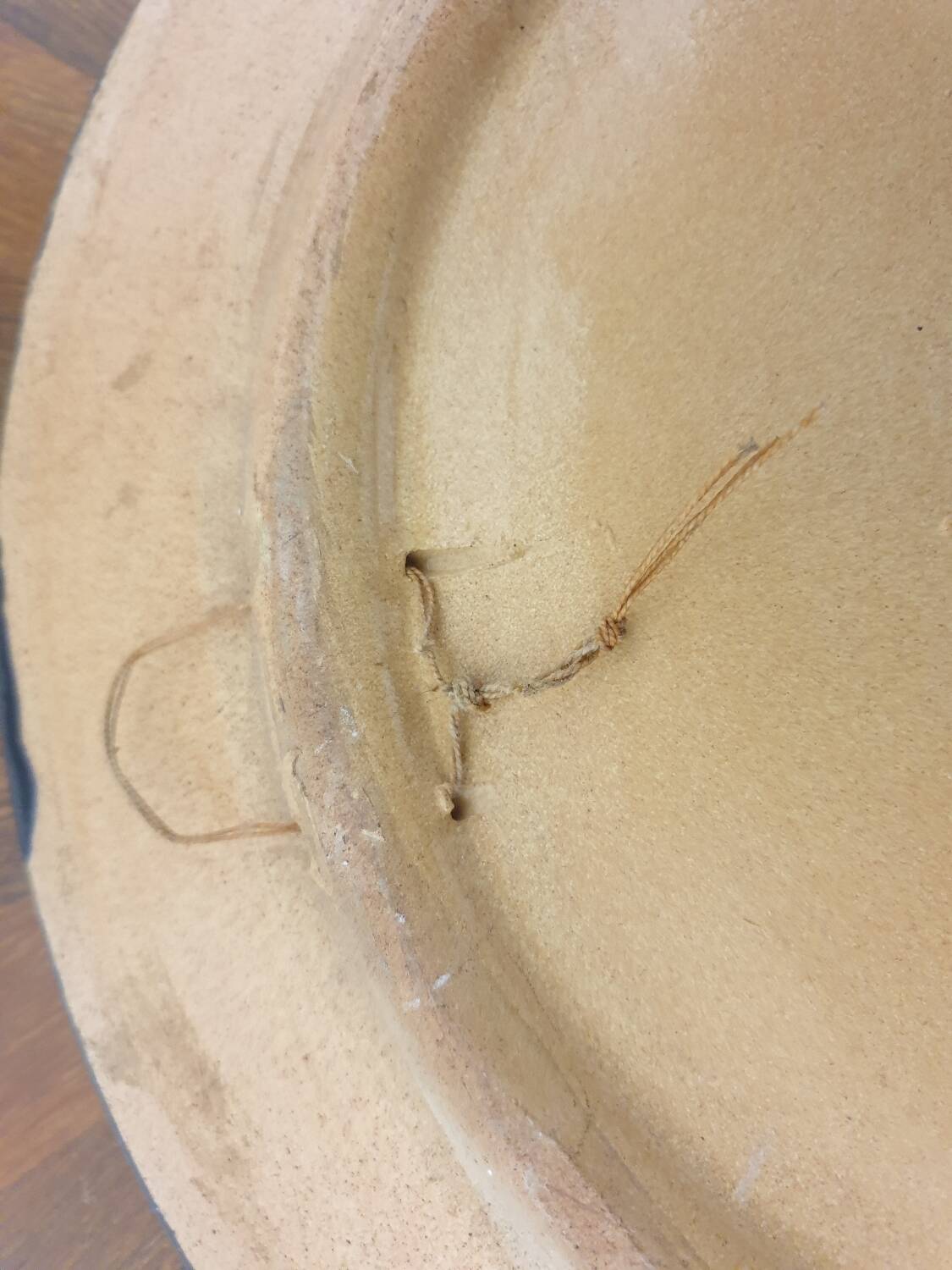 Large old couscous dish in ceramic stoneware and enamels