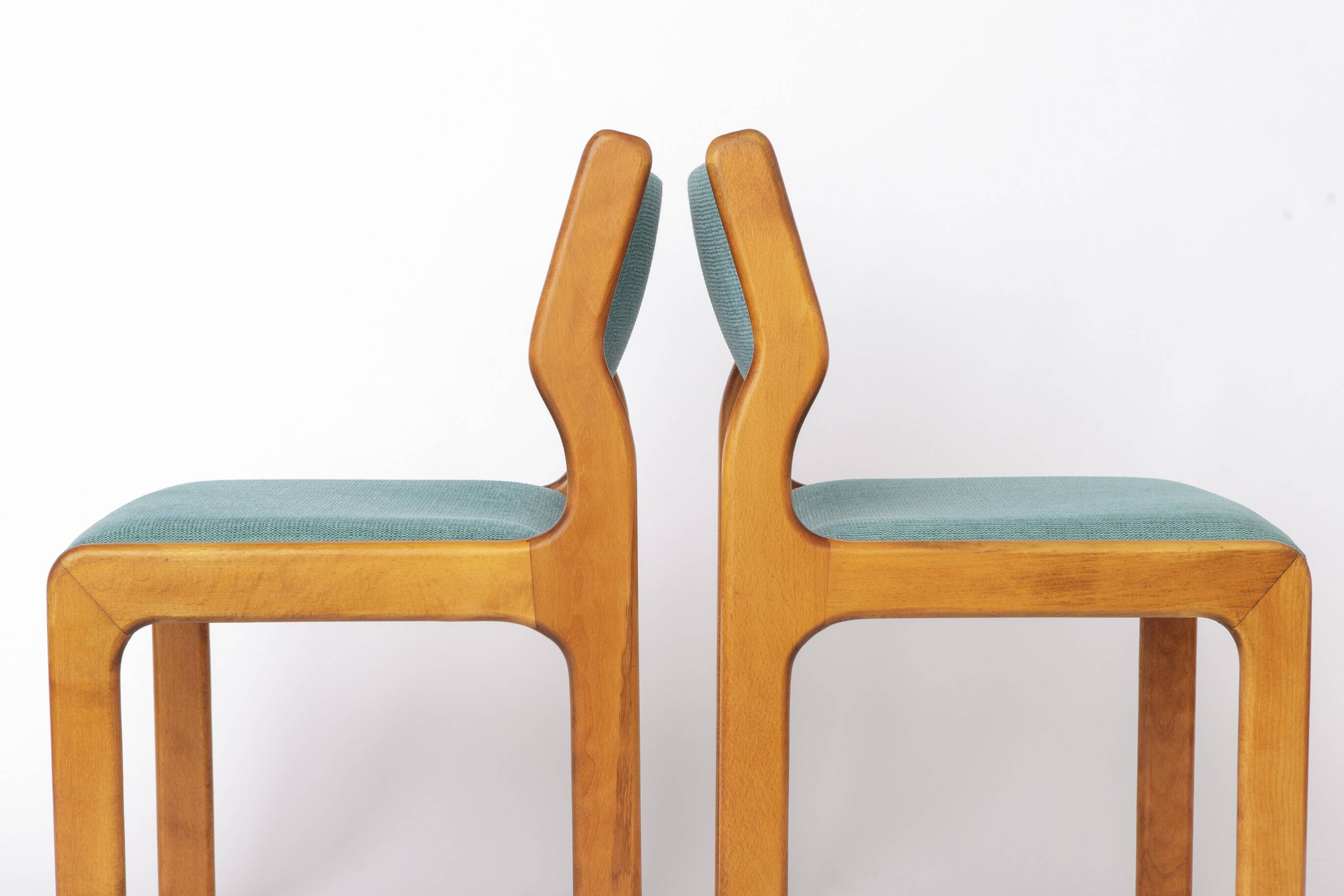 Set of 6 Vintage Beech Dining Chairs Germany 1970s Mid Century Modern