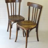 2 Fischel bistro chairs from 1938, wooden seat