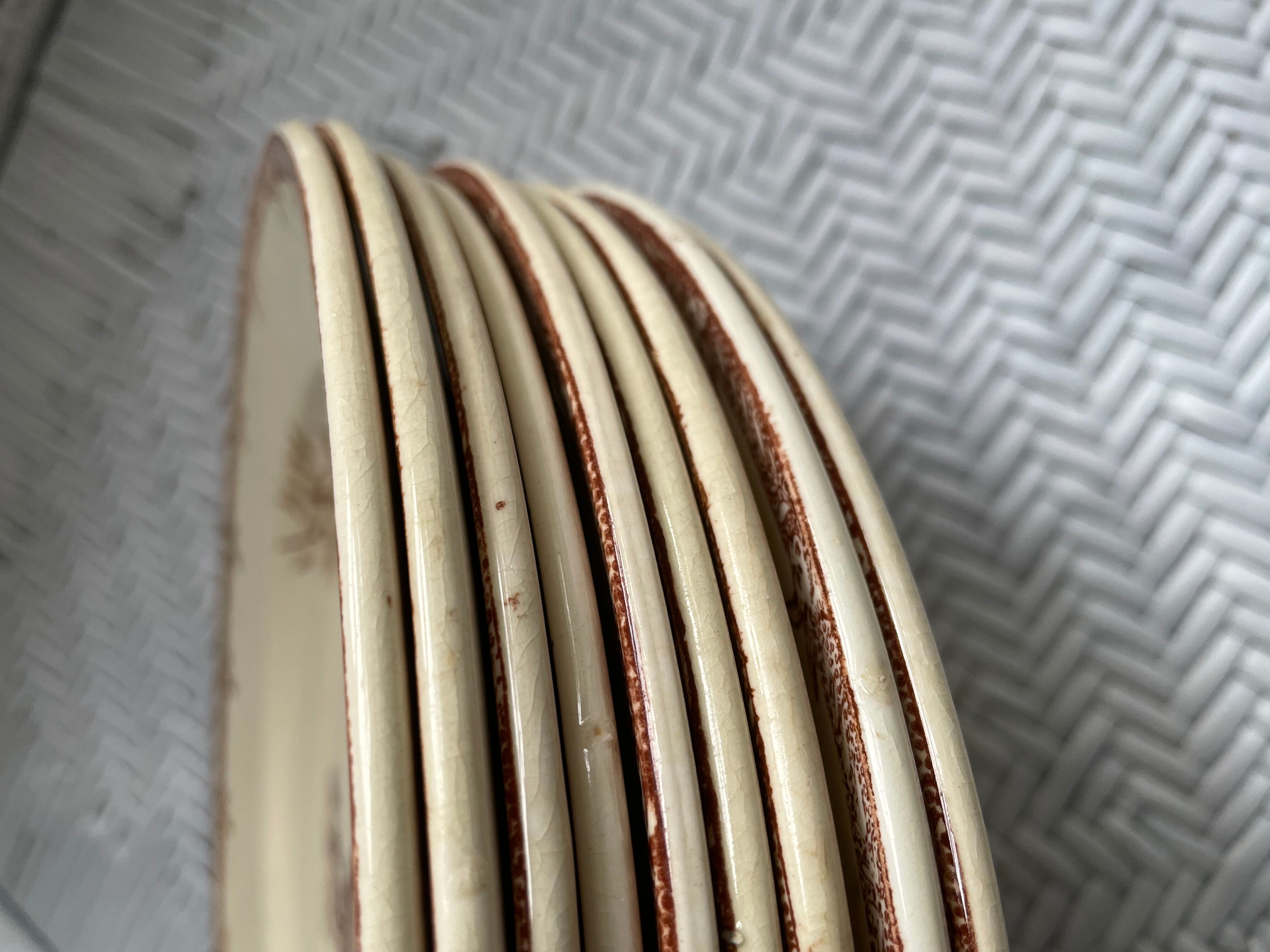 Flat plates iron earth hunting scene vieillard