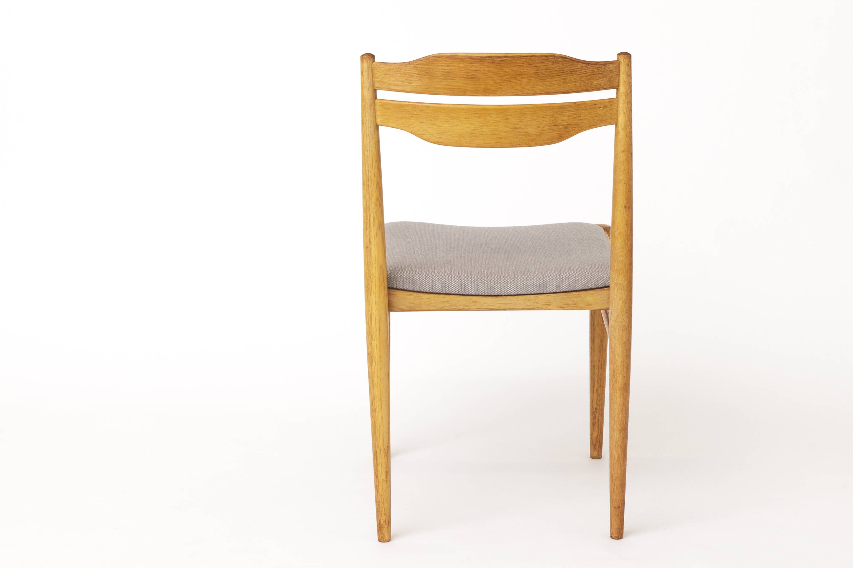 Ensemble de 6 chaises de salle à manger vintage des années 1970, chaises en hêtre et teck, milieu du siècle.