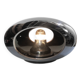 Lampe de Table • Space Ship • Peeble •  Esprit • Verre Soufflé Chromé • 1990