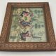 Ancient Indo-Persian painting with wooden mosaic frame