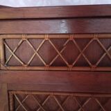 Dresser in blond wood and rattan 50s