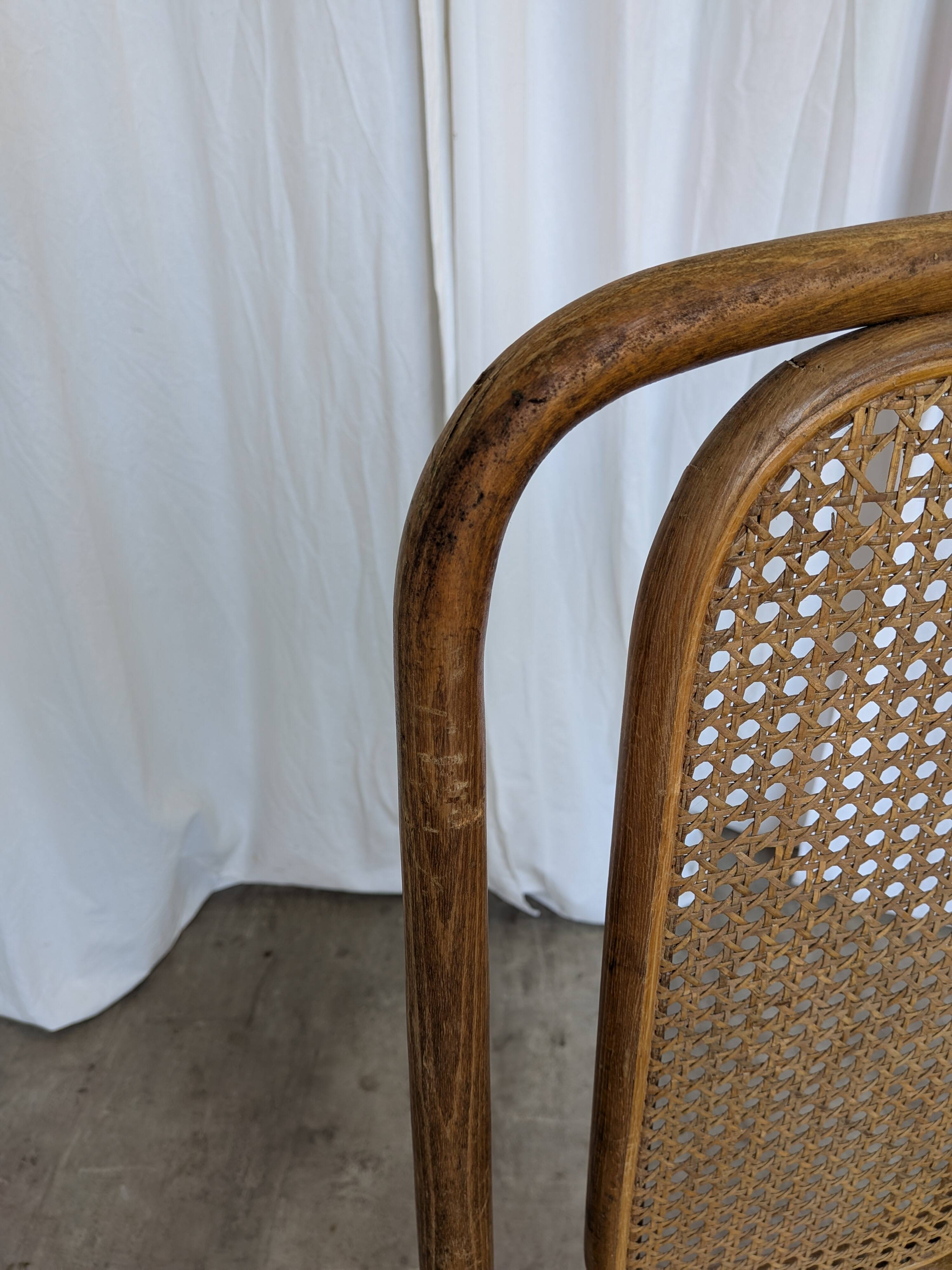 Vintage High Back Bentwood Cane Dining Chair / Thonet Style / Torn Seat