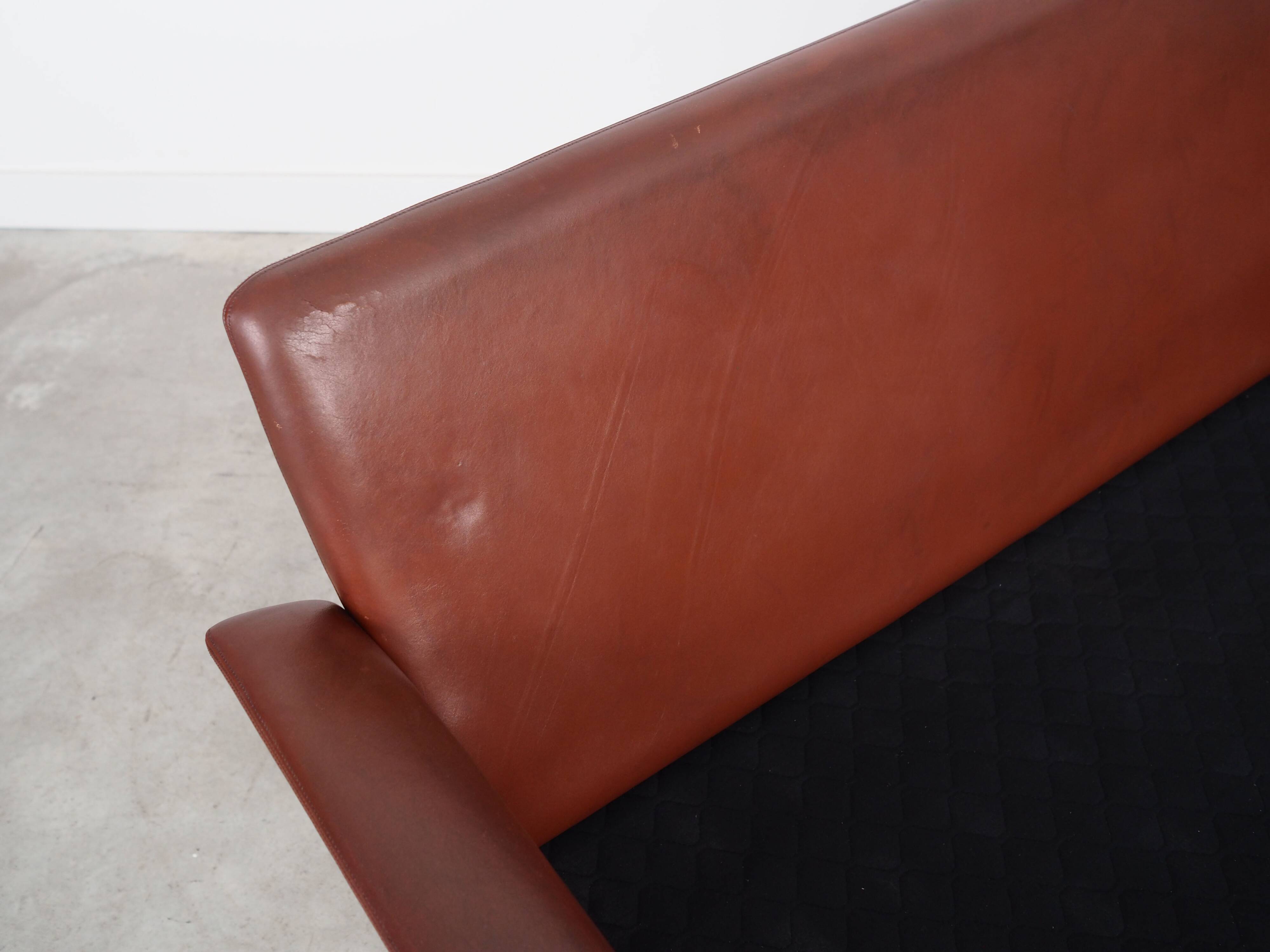 Brown leather sofa, Danish design, 1960s