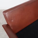 Brown leather sofa, Danish design, 1960s