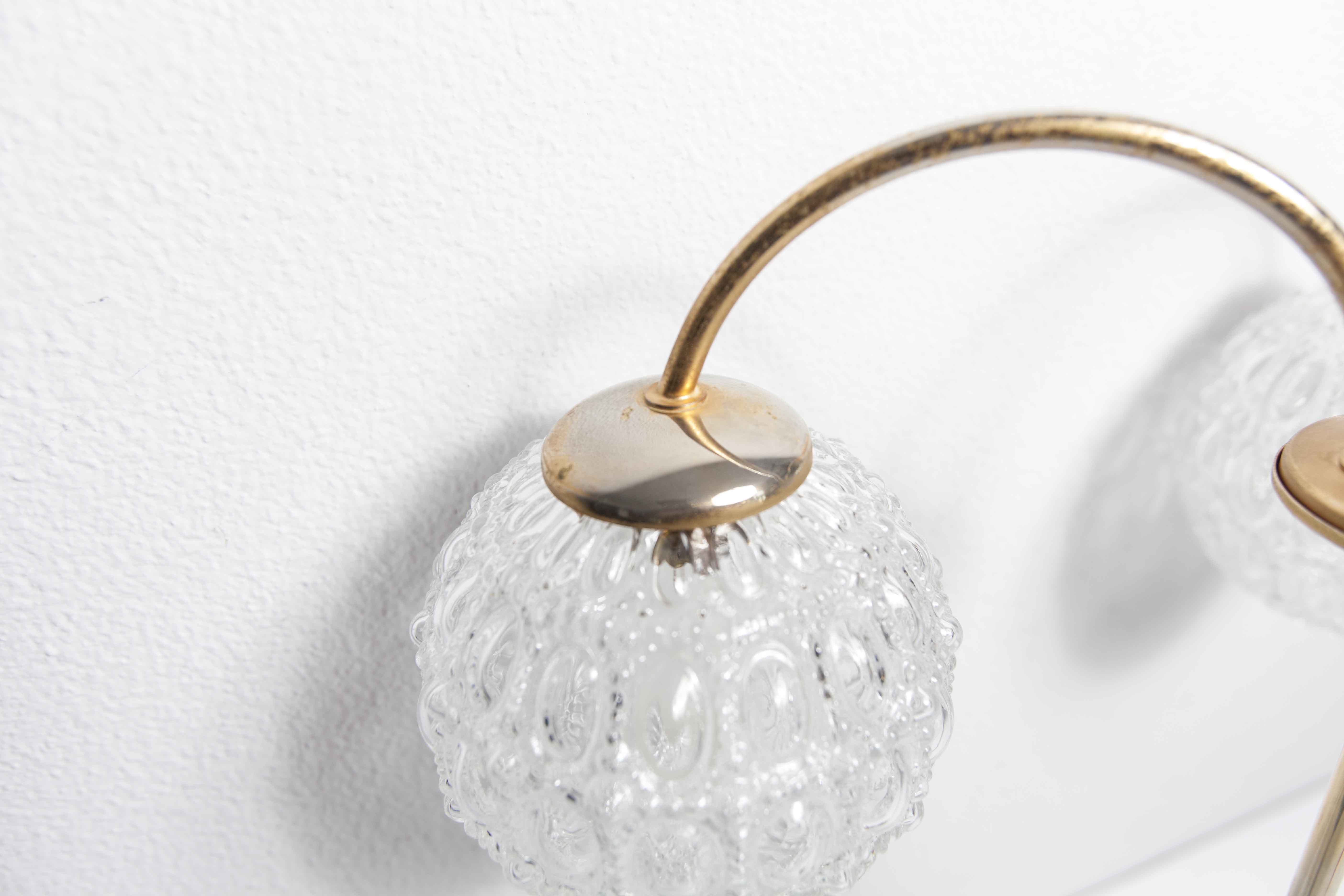 Brass ceiling and glass 3 balls 1960