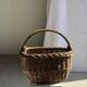 Large antique woven wicker basket with handle H45 L43 D25