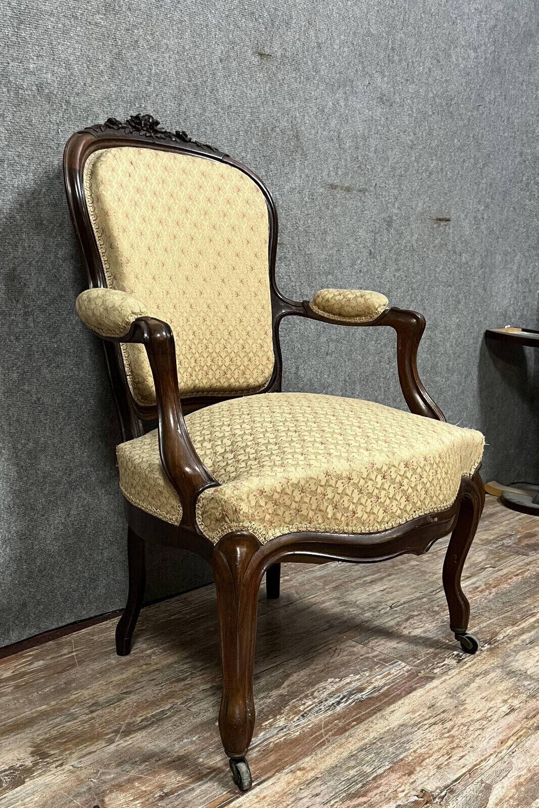 Series of 4 Napoleon III period armchairs in mahogany circa 1850