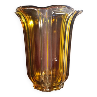 Grand vase en verre soufflé bicolore Murano années 50