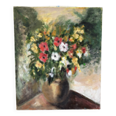 Bouquet de fleurs, huile sur toile