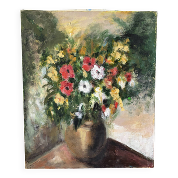 Bouquet de fleurs, huile sur toile