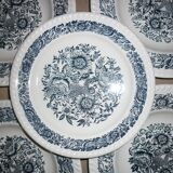 5 antique white and blue ceramic plates