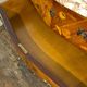 Louis XV curved commode, marble top, bronze fittings and marquetry.