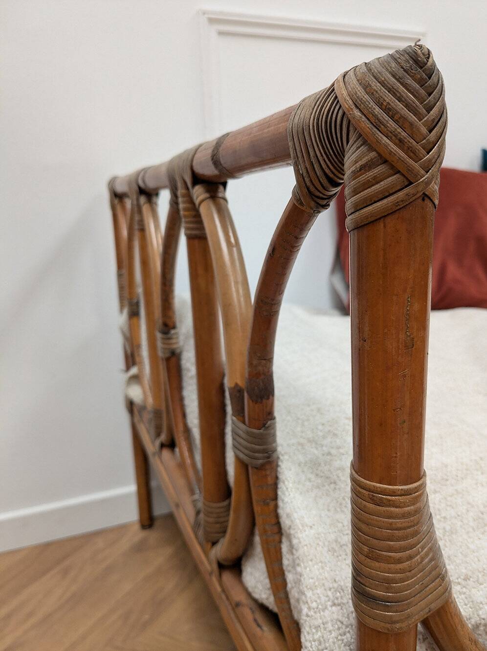 Vintage rattan bed from the 50s and 60s