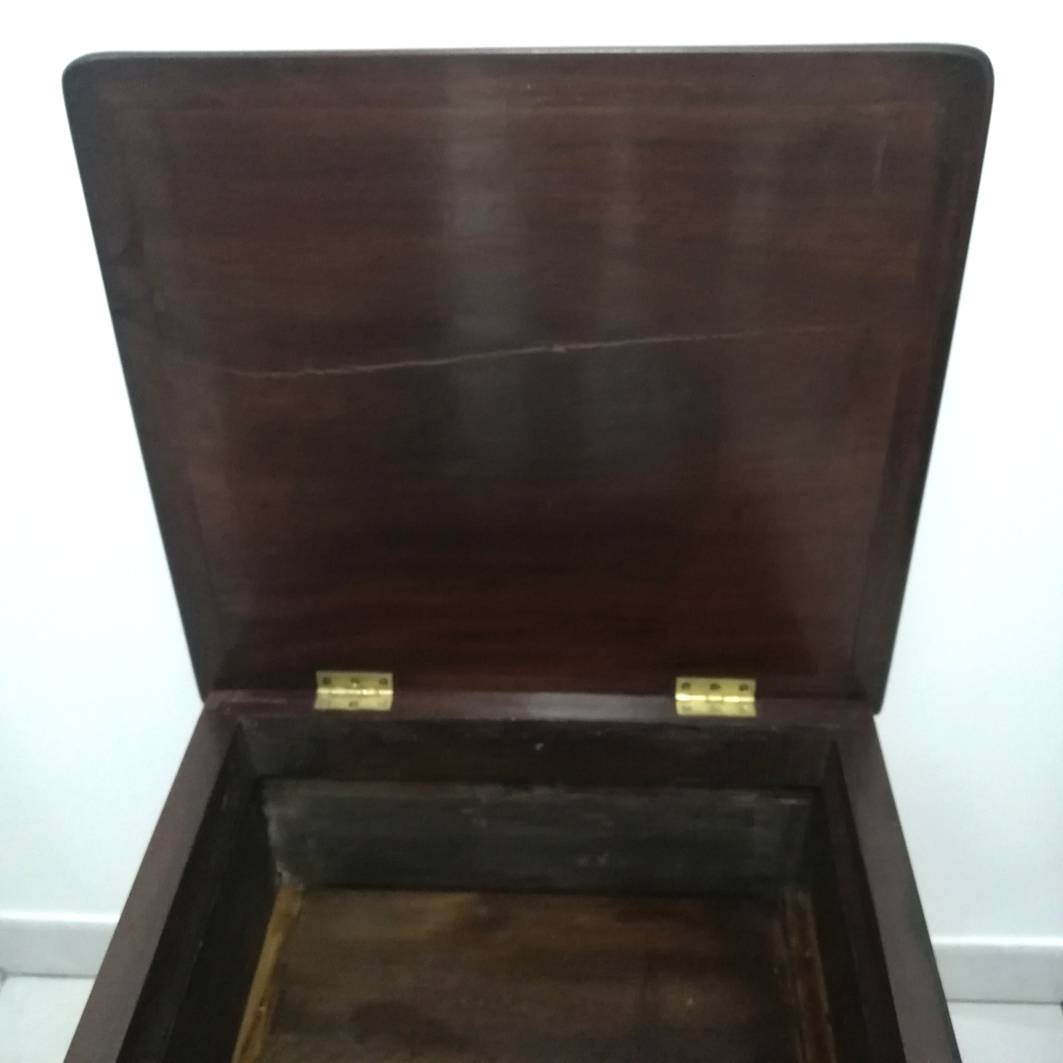 Old stepladder or English mahogany library foot walk