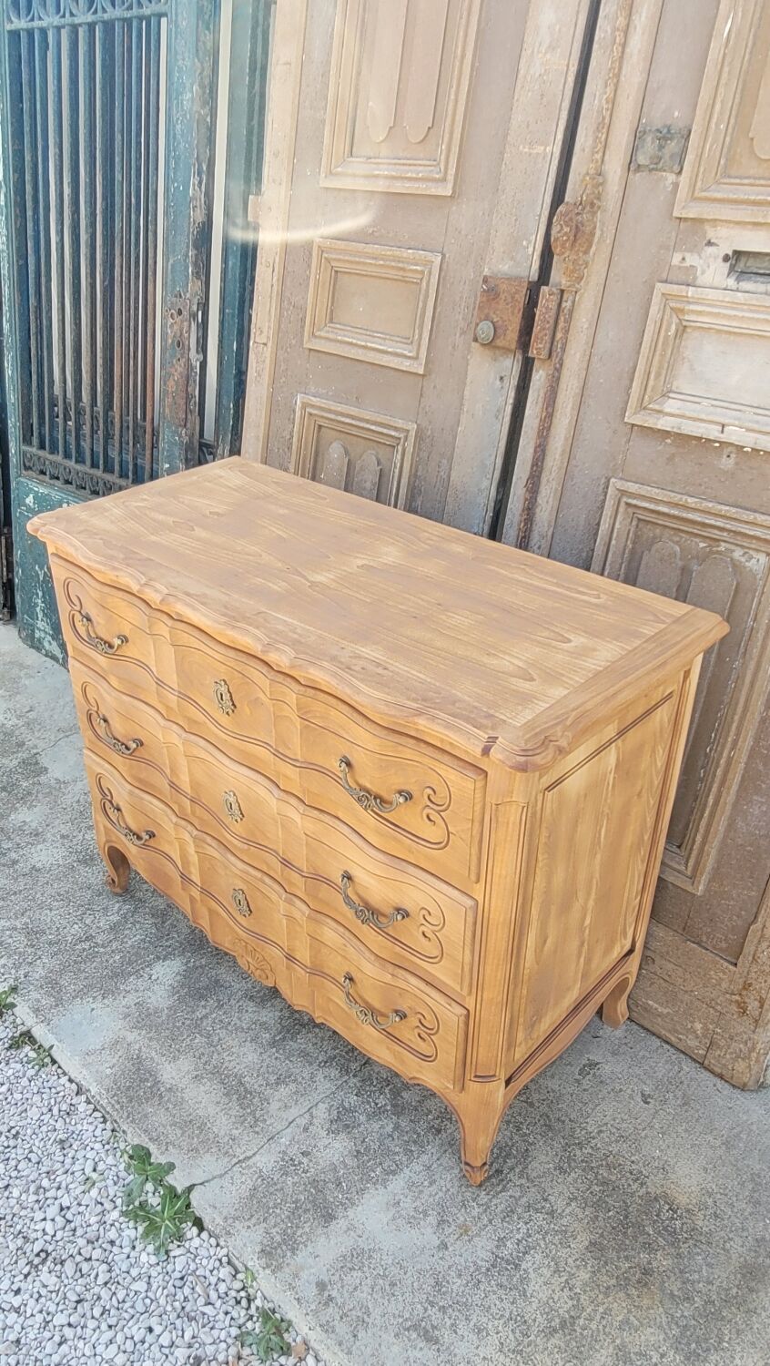 Louis xv style chest of drawers in pickled cherry