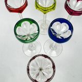 Set of 6 coloured double crystal liqueur glasses – Saint-Louis – Bristol model – H. 13 cm