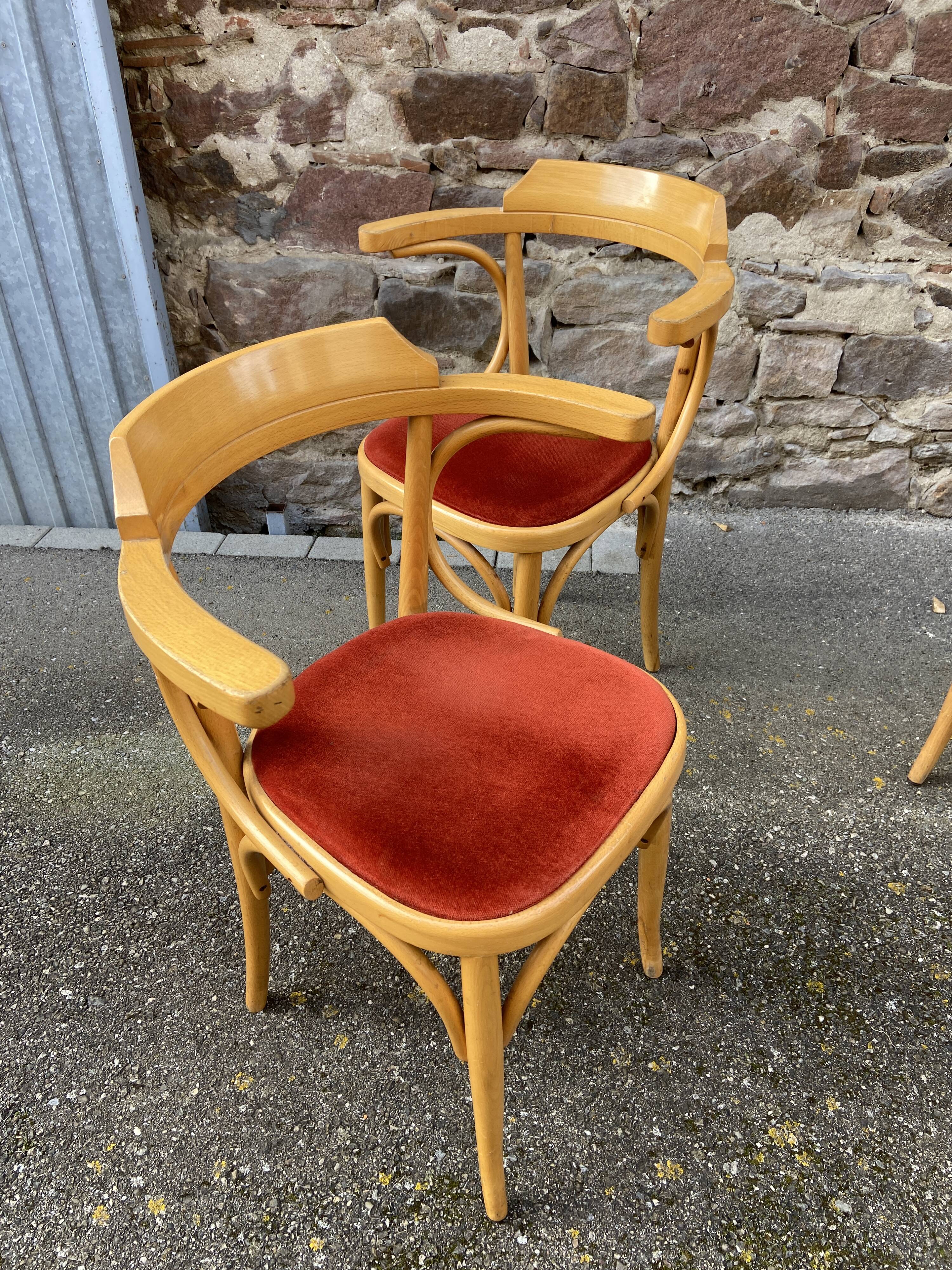 4 chairs Bentwood restaurant armchairs vintage 80s French bistro bentwood a