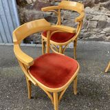 4 chairs Bentwood restaurant armchairs vintage 80s French bistro bentwood a