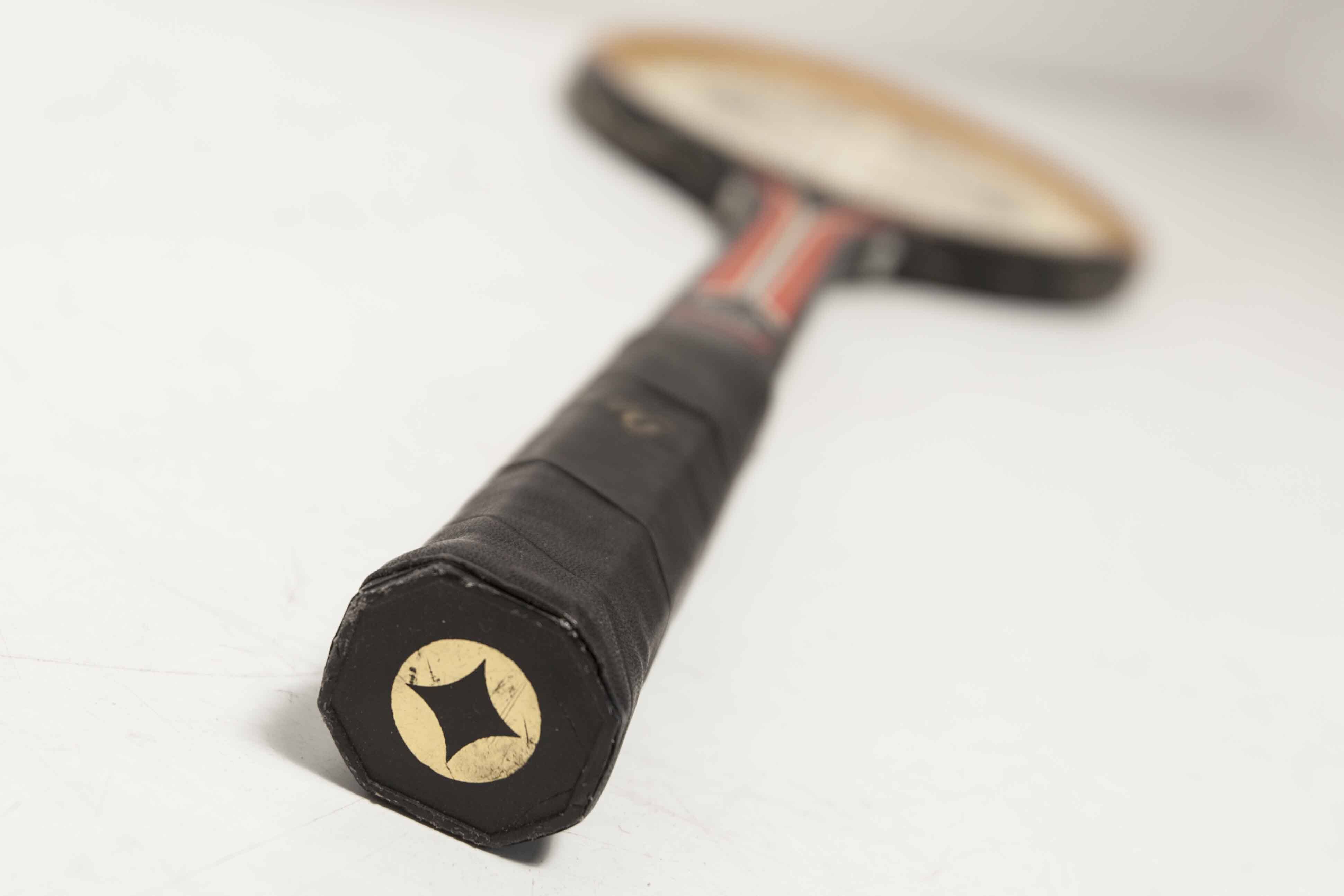 1970 Spalding black and red wooden tennis racket