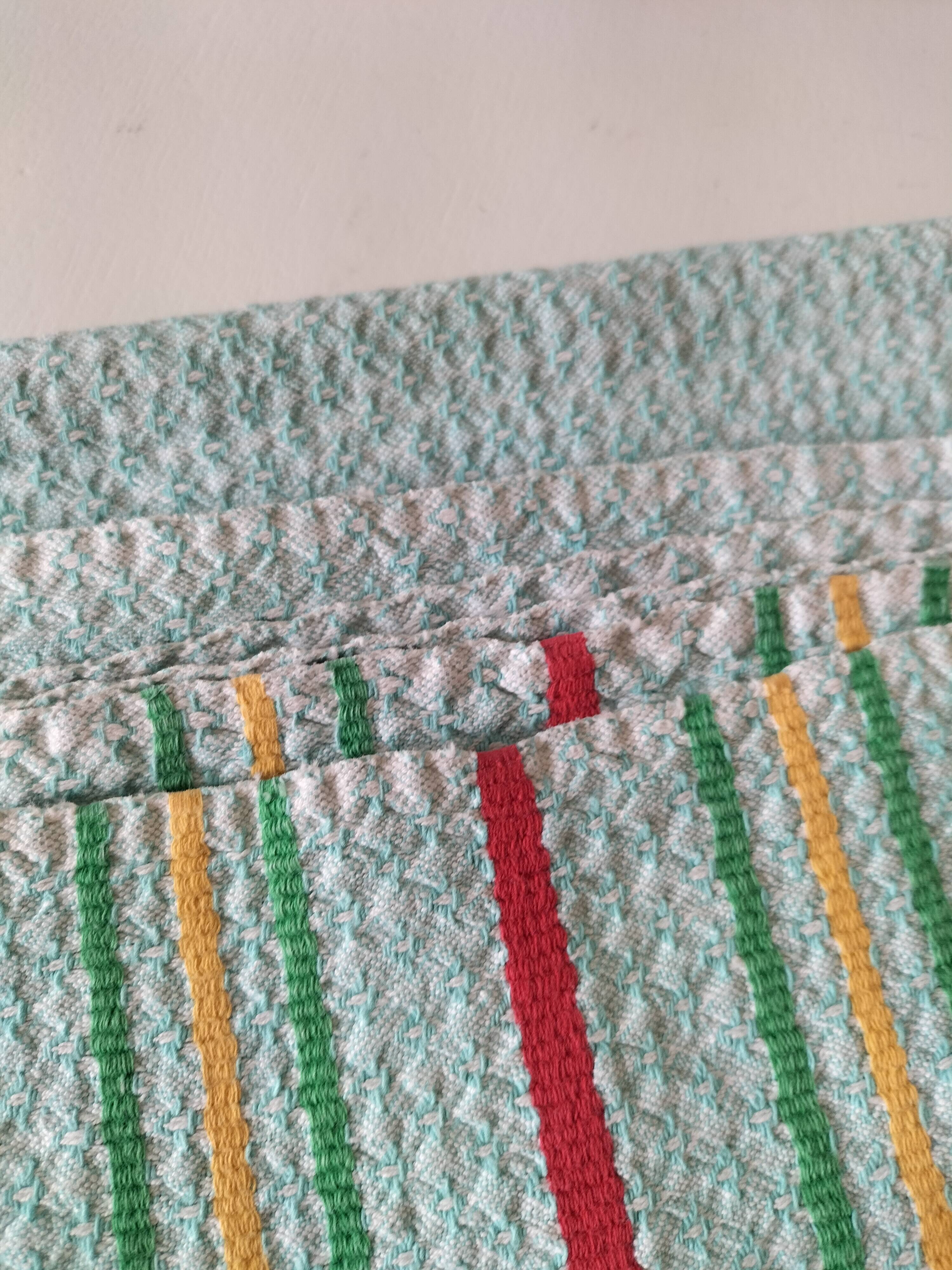 Ensemble nappe et 11 serviettes coton damassé vintage