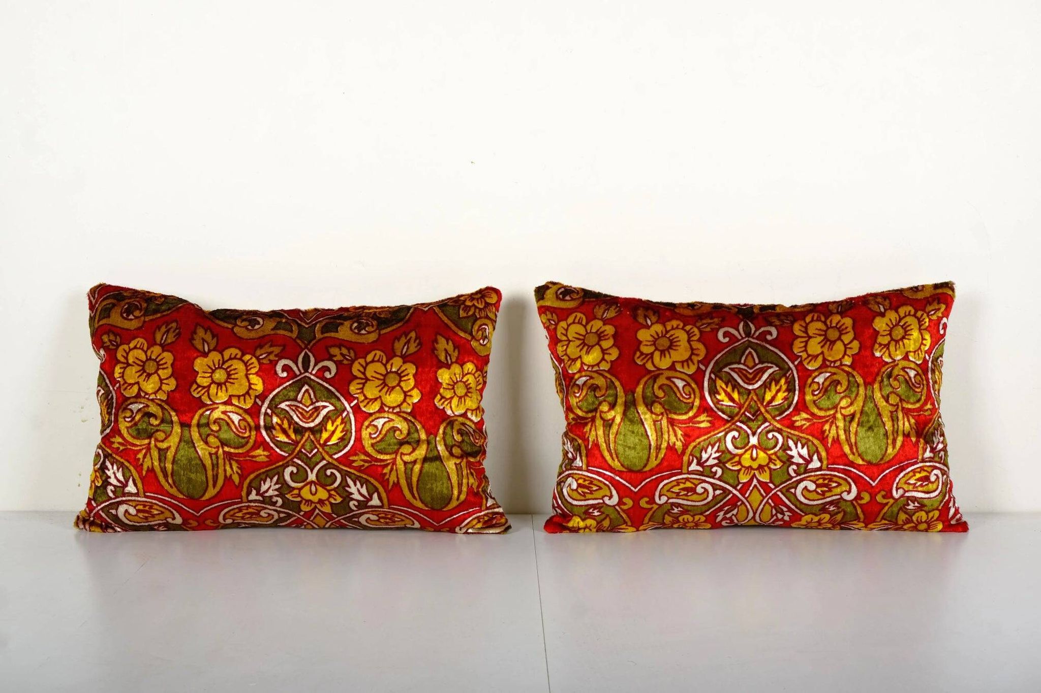 Lot de 2 housses de coussin velours vintage 56x33 cm