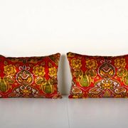 Lot de 2 housses de coussin velours vintage 56x33 cm