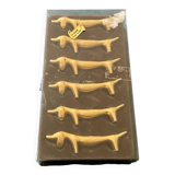 6 porte-couteaux chien en métal doré à l’or fin