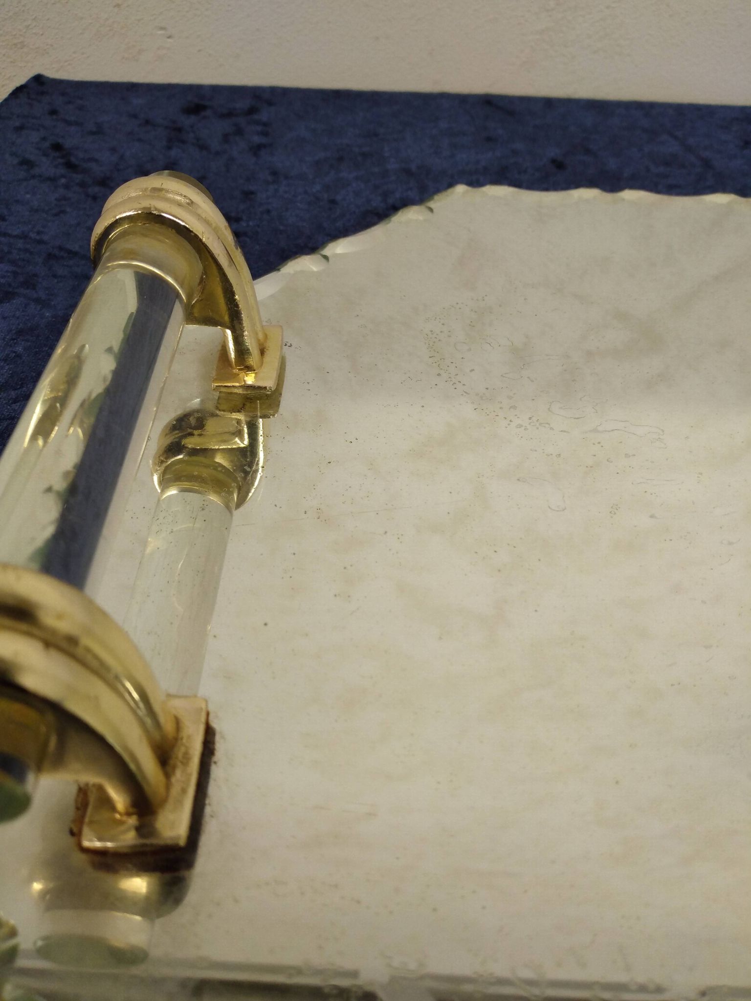 Plateau Art Déco biseauté vintage St Gobain