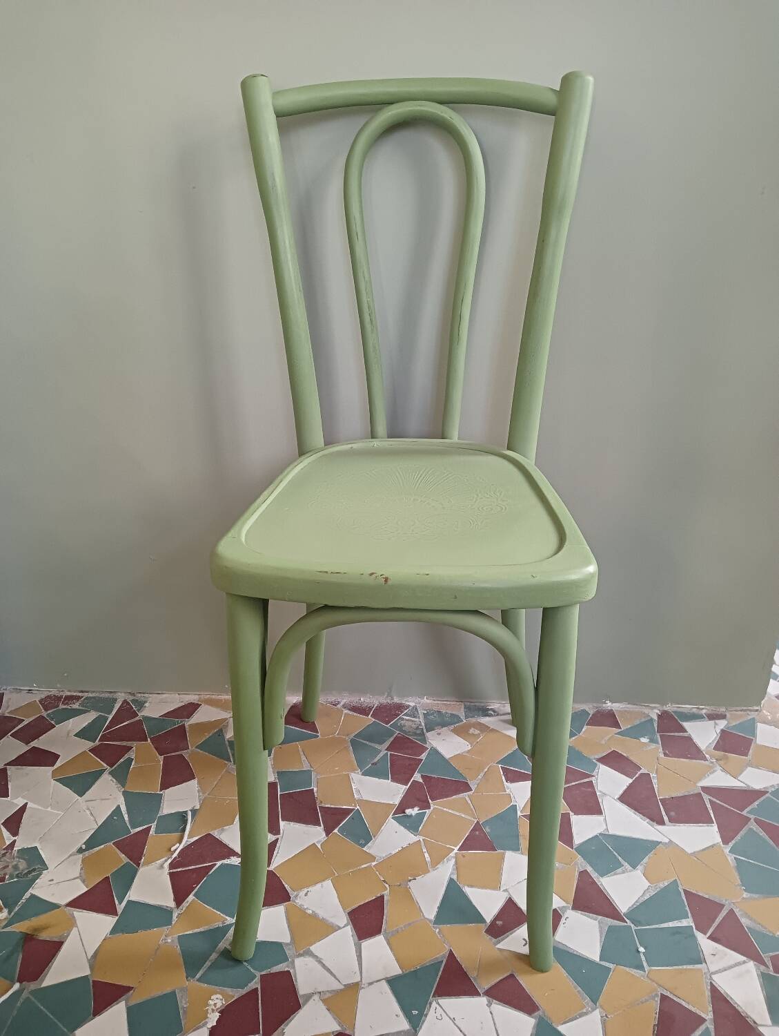 English green bistro chair