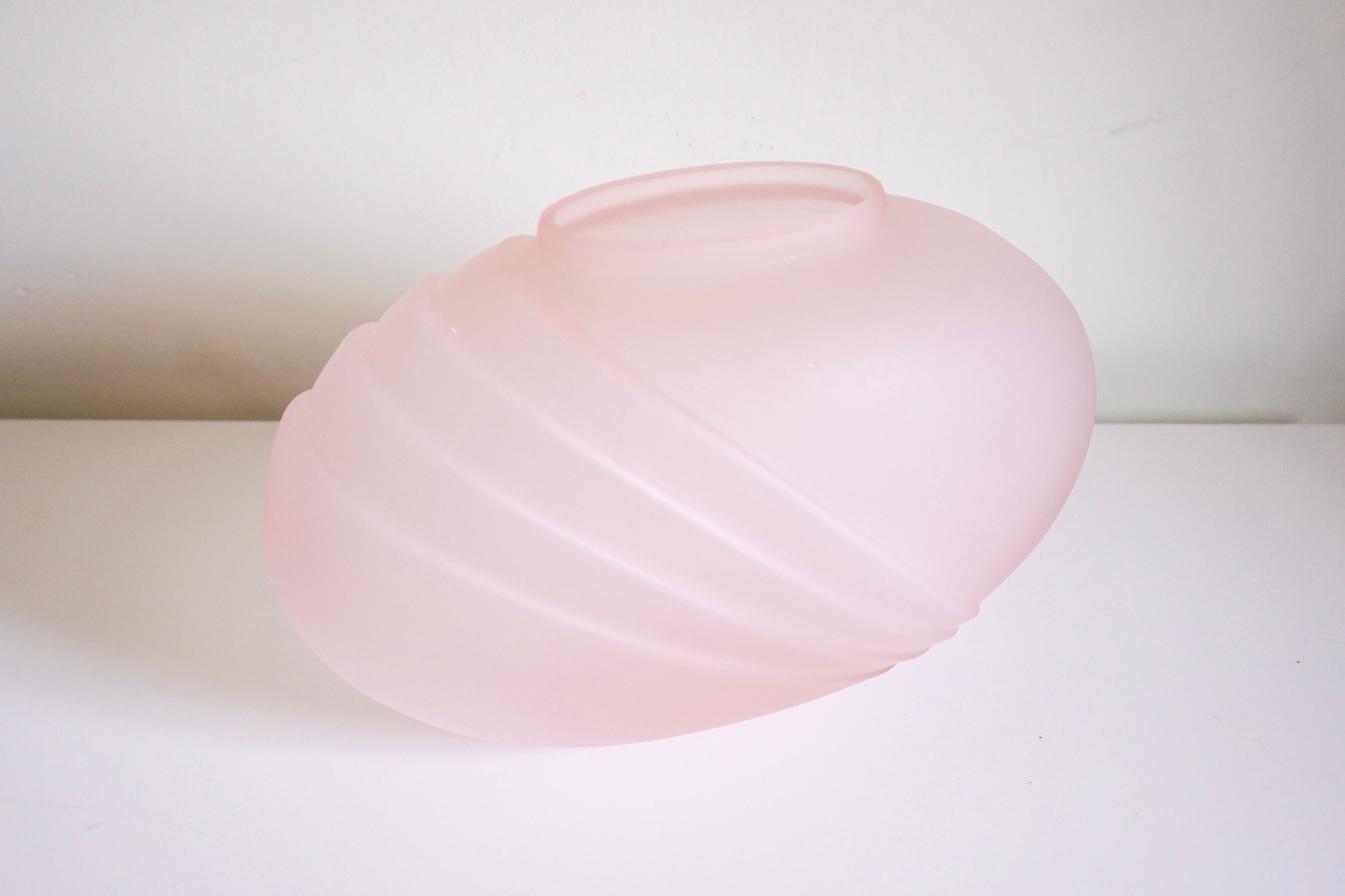 Pink glass vase art deco style